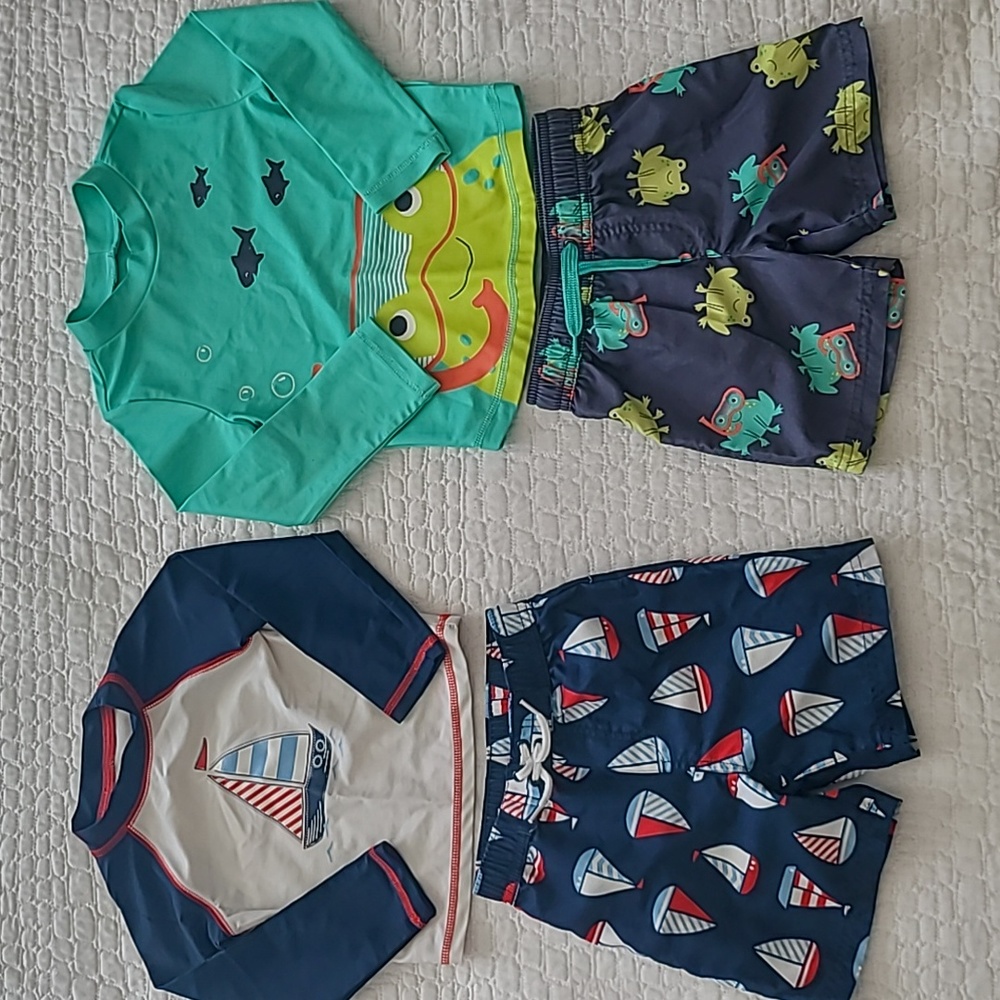 Toddler long sleeve rashguard and swim trunks bundle